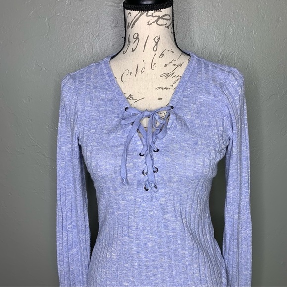 William Rast Ribbed Lace-Up Front Top - Picture 2 of 6
